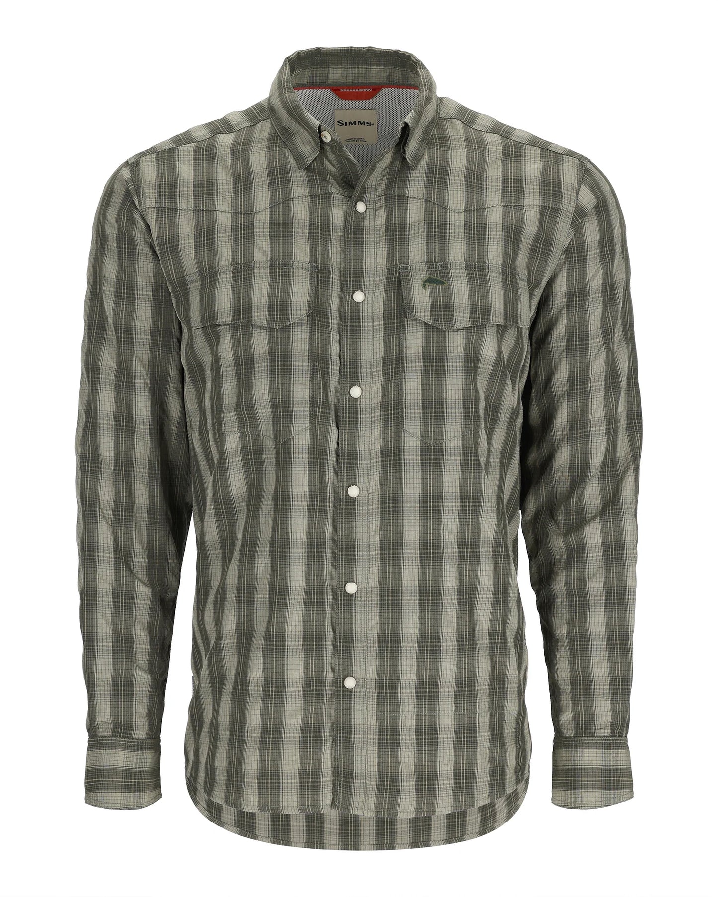 Simms Big Sky Long Sleeve Shirt - Olive Plaid