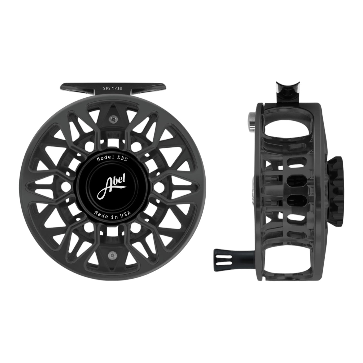 Abel SDS Fly Reel Ported Black/Black Knob 9/10WT with Ebony Handle Abel SDS Fly Reel Ported Black/Black Knob 9/10WT with Ebony Handle