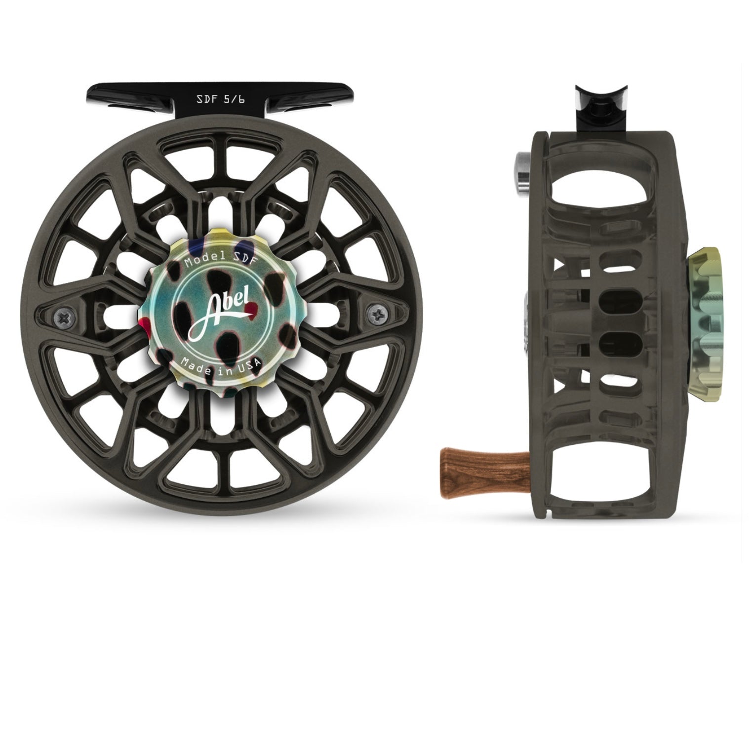 abel 1 fly reel Abel SDF 5/6 Ported Satin Slate Gray w/ Native Brown Trout Drag