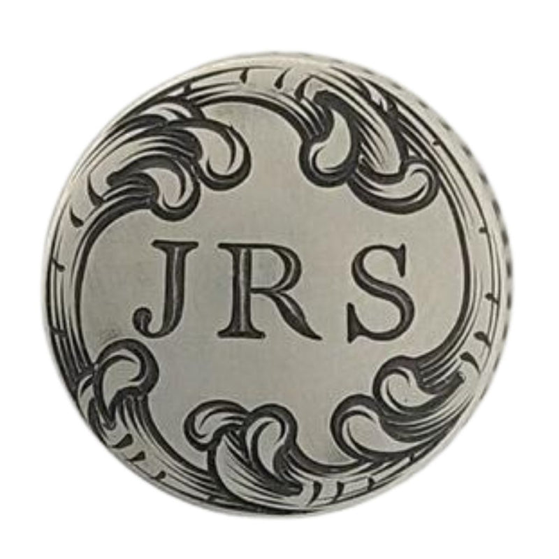 Hand engraved initials with scroll on oyster bamboo fly rod butt cap janaury 10-15 2022 #handengraving #oysterbamboo #bambooflyrodmakingclass #blueridgegeorgia #heirloom #flyrods #thebestflyrod.jpg