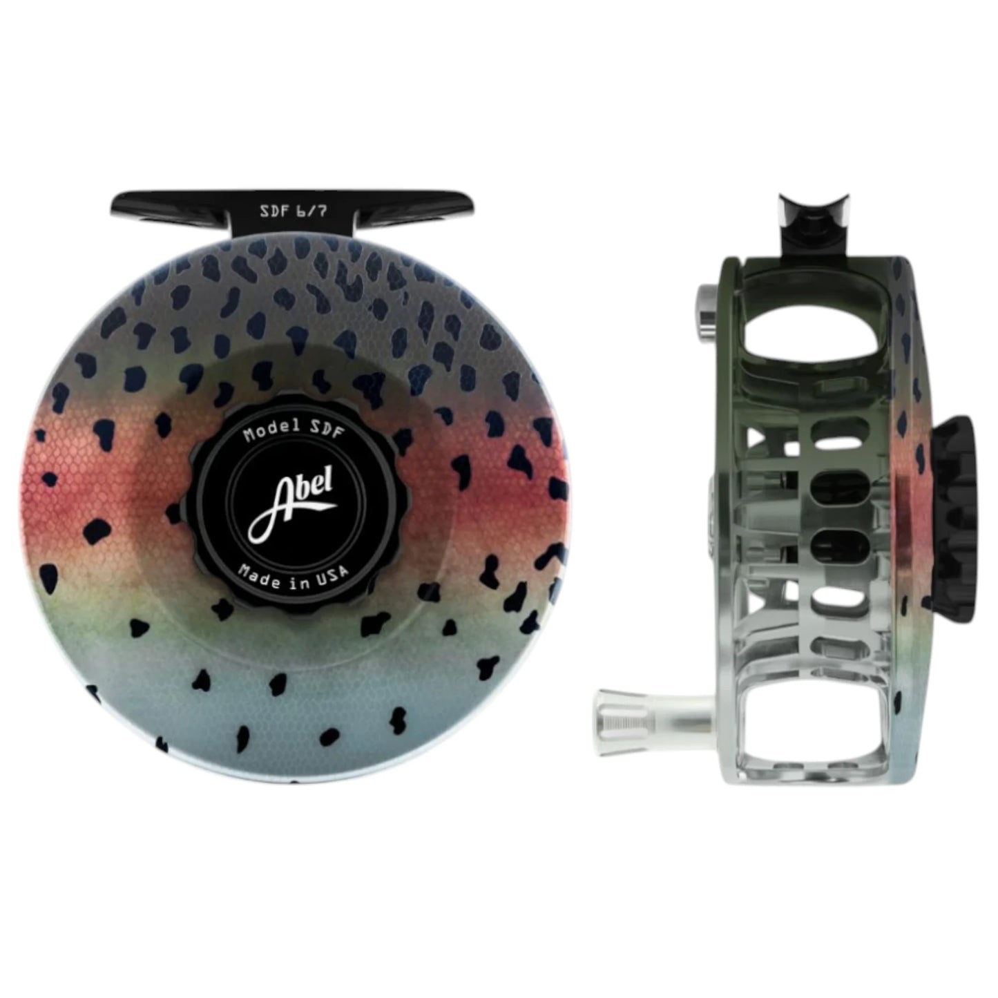 Abel SDF Solid Fly Reel 6/7 wt - Native Rainbow with Platinum Handle
