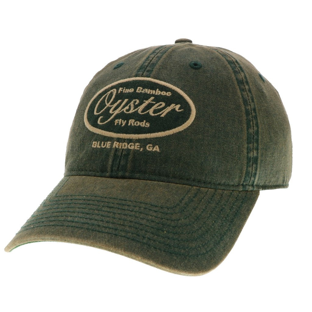 Green 6 panel Legacy Hat Oyster Bamboo Fly Rods