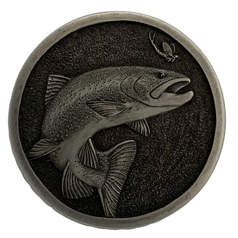 trout and mayfly hand engraved by bill oyster butt cap size of a nickel deep relief april 2021 class.jpg