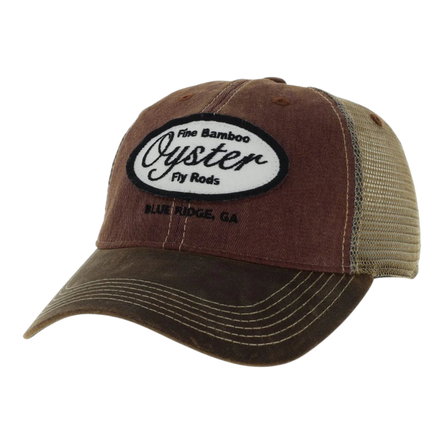 Wax cotton burgundy/brown Legacy Old Favorite Trucker Hat with Oyster patch