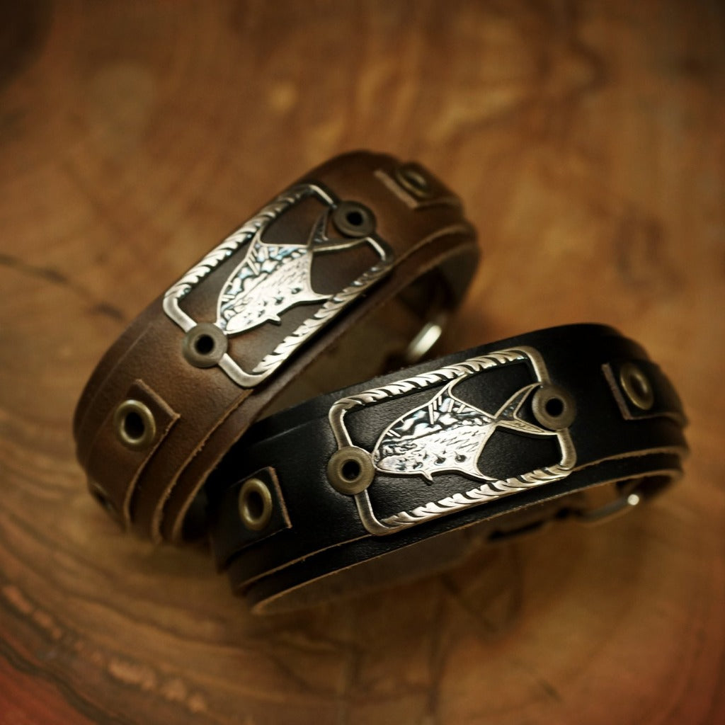 Bronze cast of Olivers permit collaboration with oyster bamboo fly rods