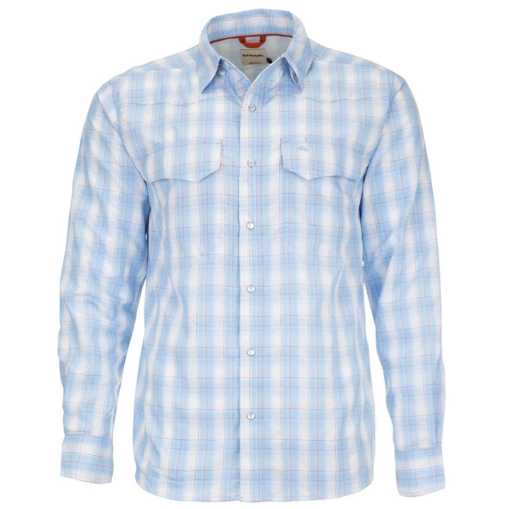 Simms Big Sky Long Sleeve Shirt - Sky/Flame Plaid
