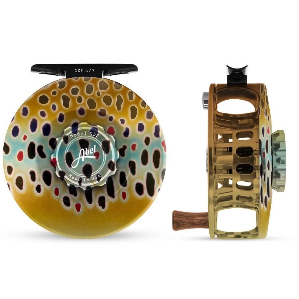 Abel SDF Fly Reel Solid-Satin Olive-Wild Trout-Under Mayfly 6/7WT