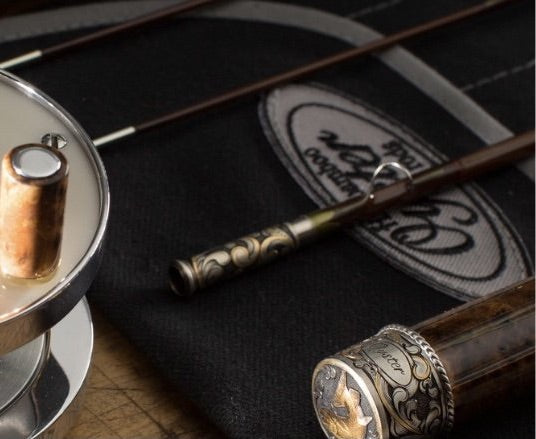 Oyster Bamboo Fly Rod Epic series hand engraved custom bamboo fly rod
