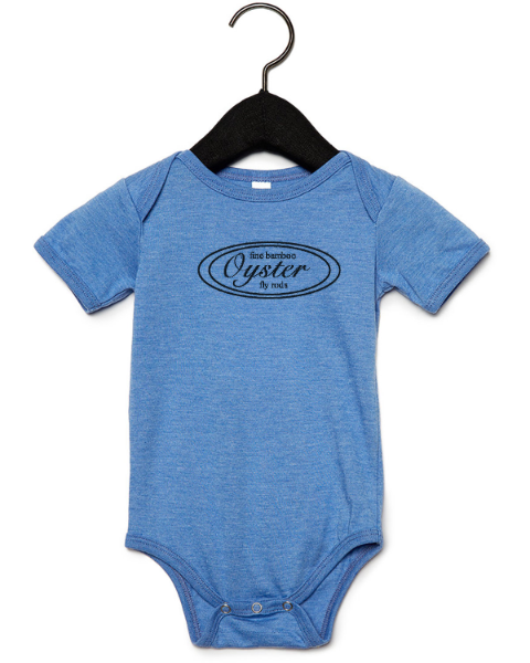 Infant Oyster Bamboo Fly Rods Blue Onesie