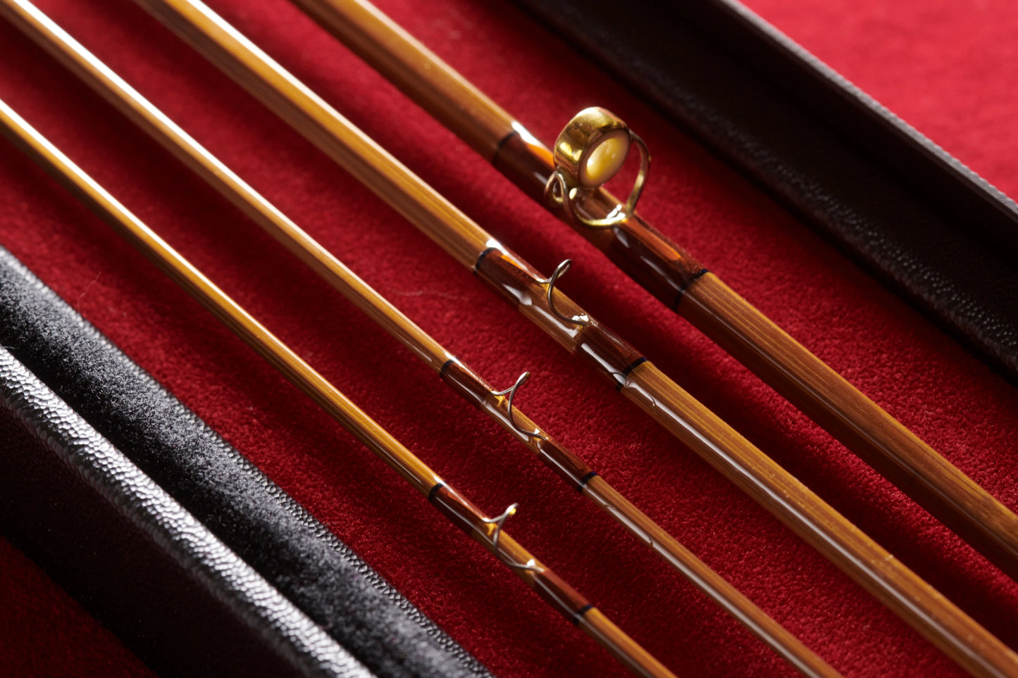8' 5wt bamboo fly rod with golden ferrules from Oyster Bamboo. 