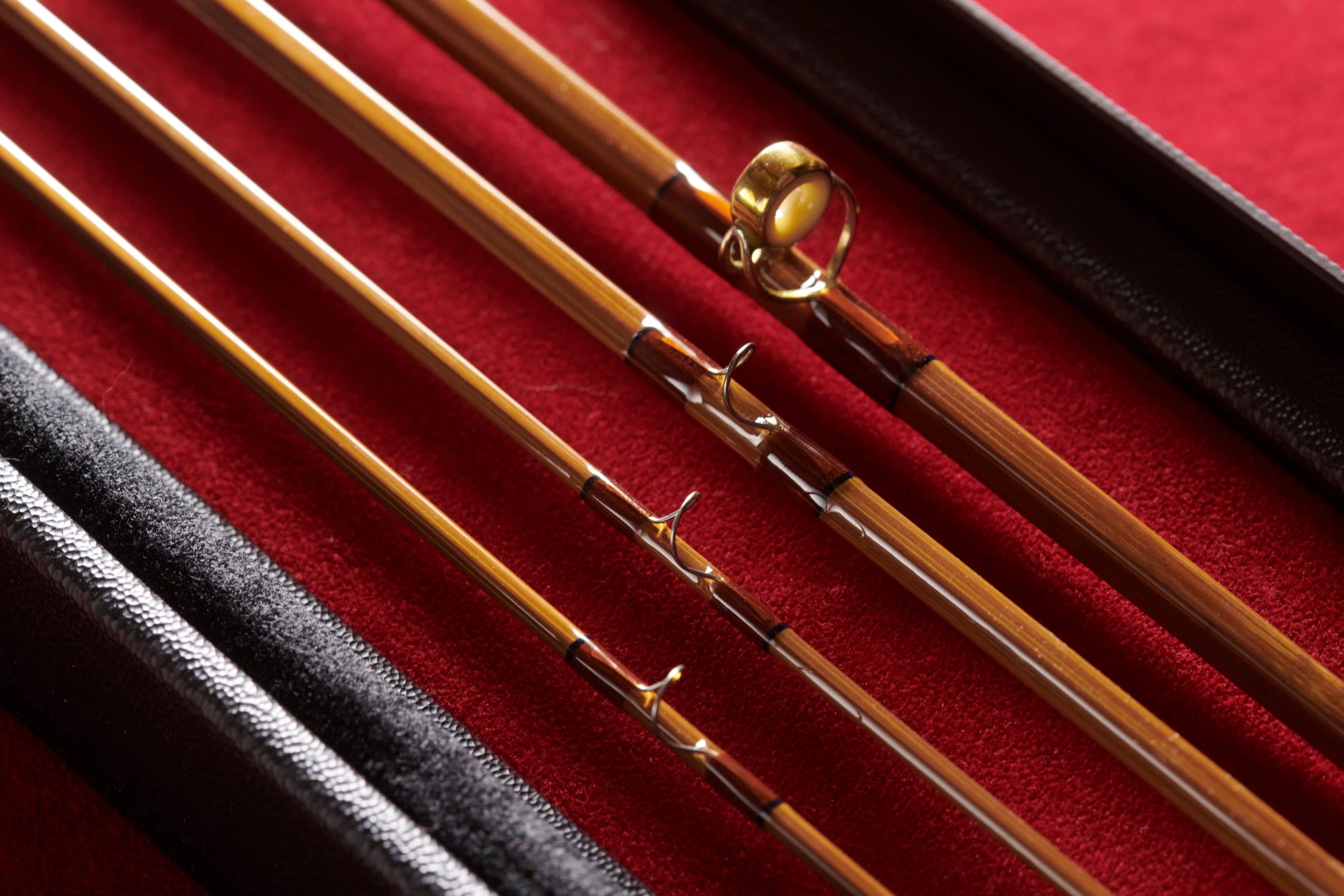 8' 5wt bamboo fly rod with golden ferrules from Oyster Bamboo. 