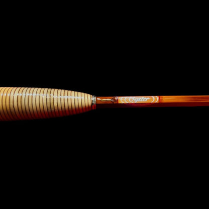 8' 5wt bamboo fly rod with rattan grip from Oyster Bamboo. 