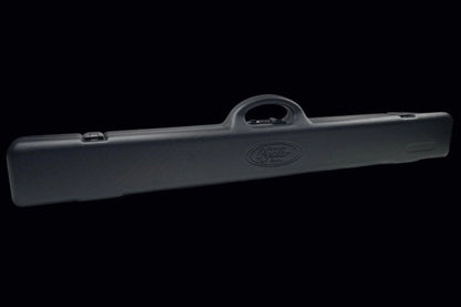 Fly rod black ABS carry case with Oyster Bamboo branding. 