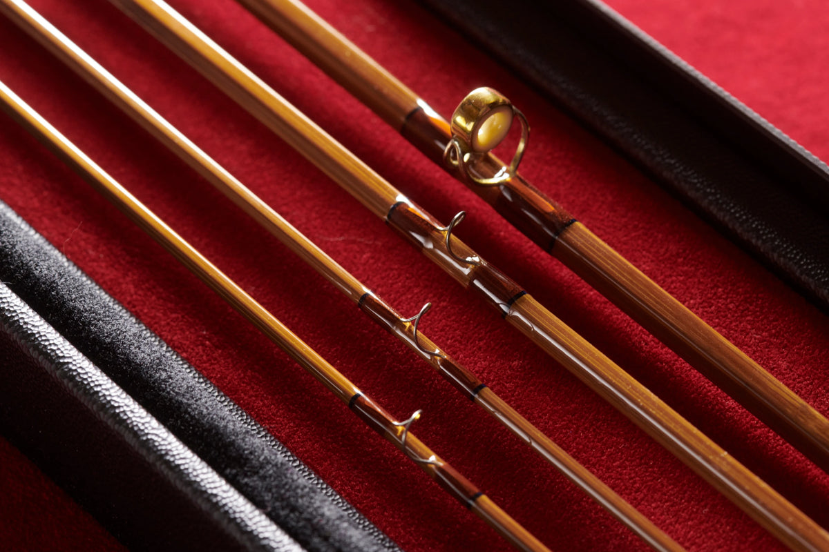 8' 5wt bamboo fly rod with line guides from Oyster Bamboo. 