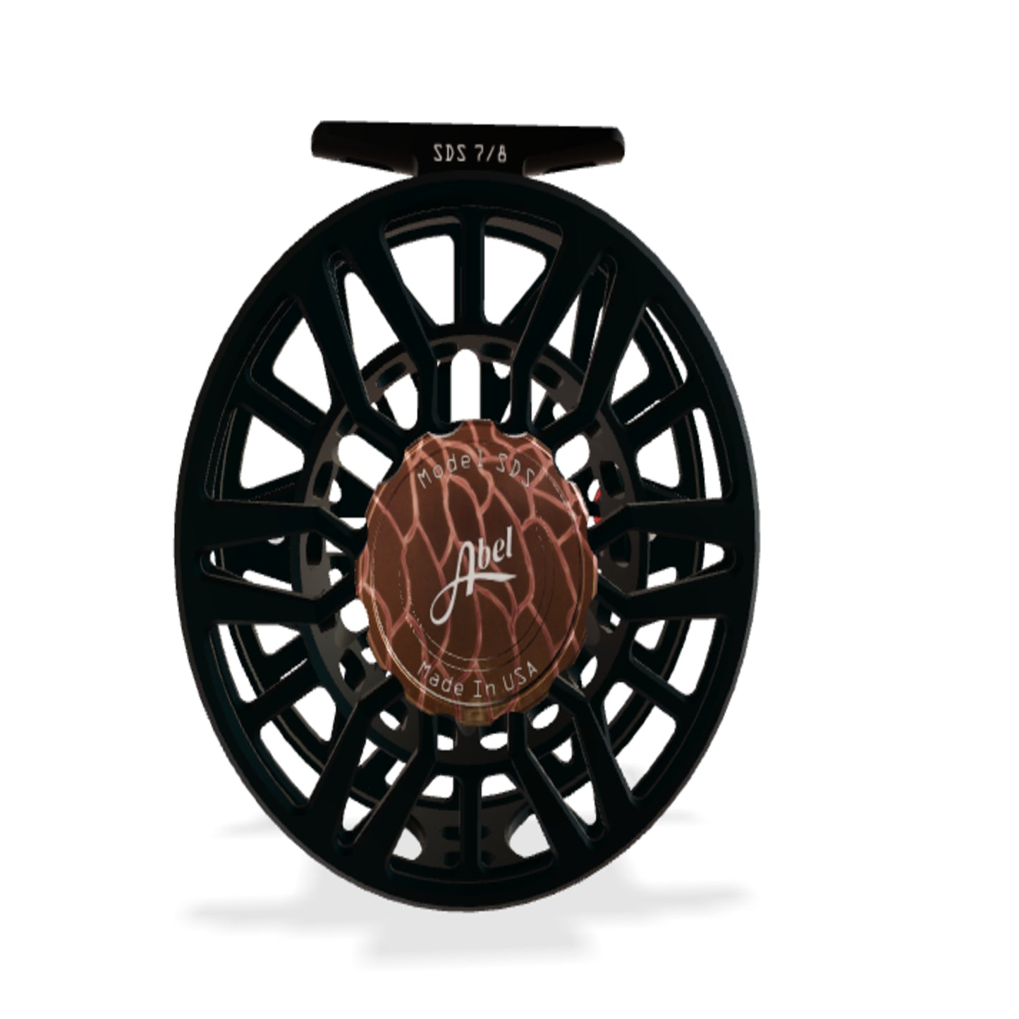 Abel SDS Ported Fly Reel 7/8 wt - Satin Black with Redfish Drag Knob