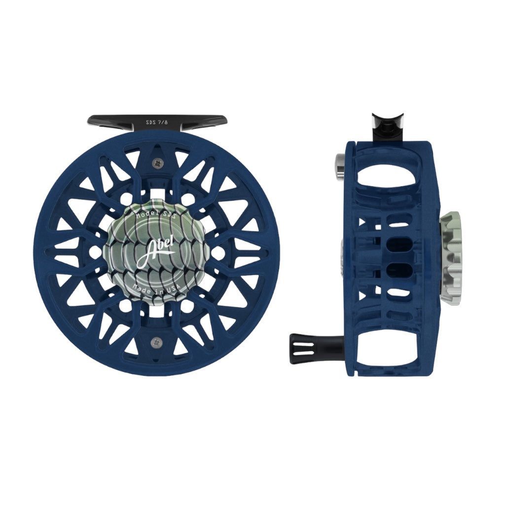 Abel SDS 7/8 Fly Reel - Ported Satin Deep Blue with Bonefish Drag Knob