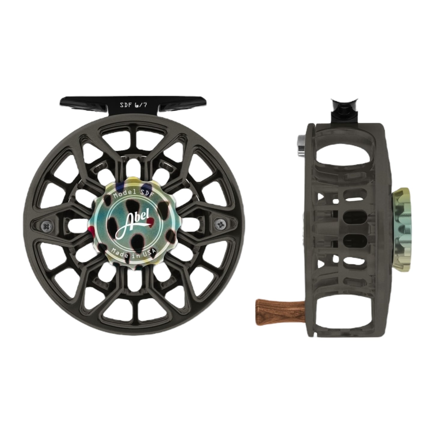 Abel SDF 6/7 Ported Slate Grey With Native Brown Trout Drag