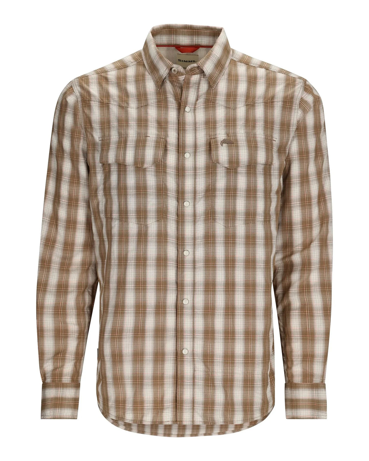 Simms Big Sky Long Sleeve Fishing Shirt in driftwood plaid.