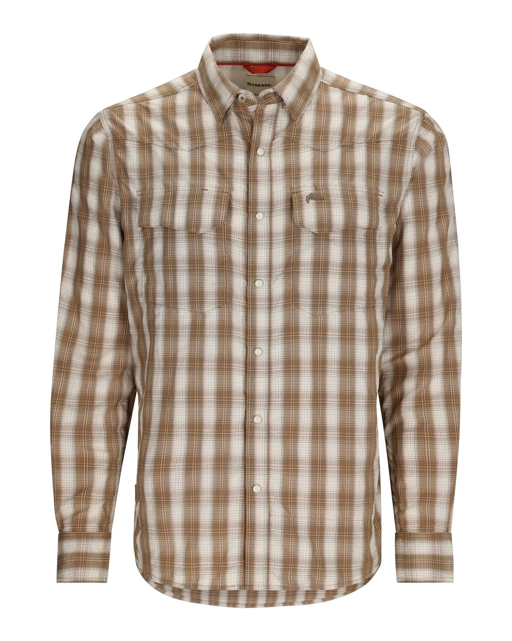 Simms Big Sky Long Sleeve Fishing Shirt in driftwood plaid.