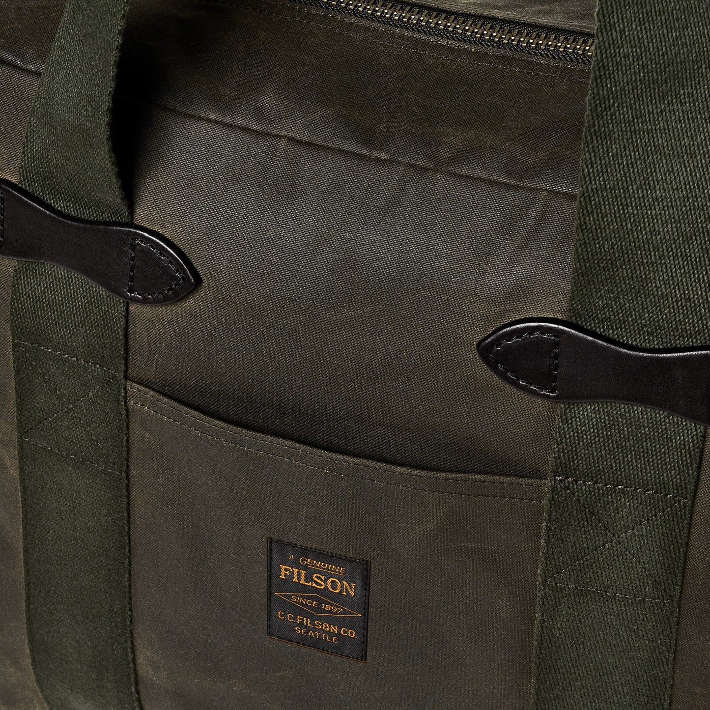Filson Tin Cloth Zippered Tote Bag - Otter Green