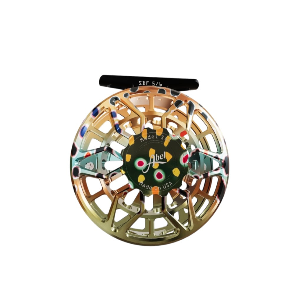 Abel SDF Ported Fly Reel 5/6 wt - Native Brown Trout with Native Brook Drag Knob