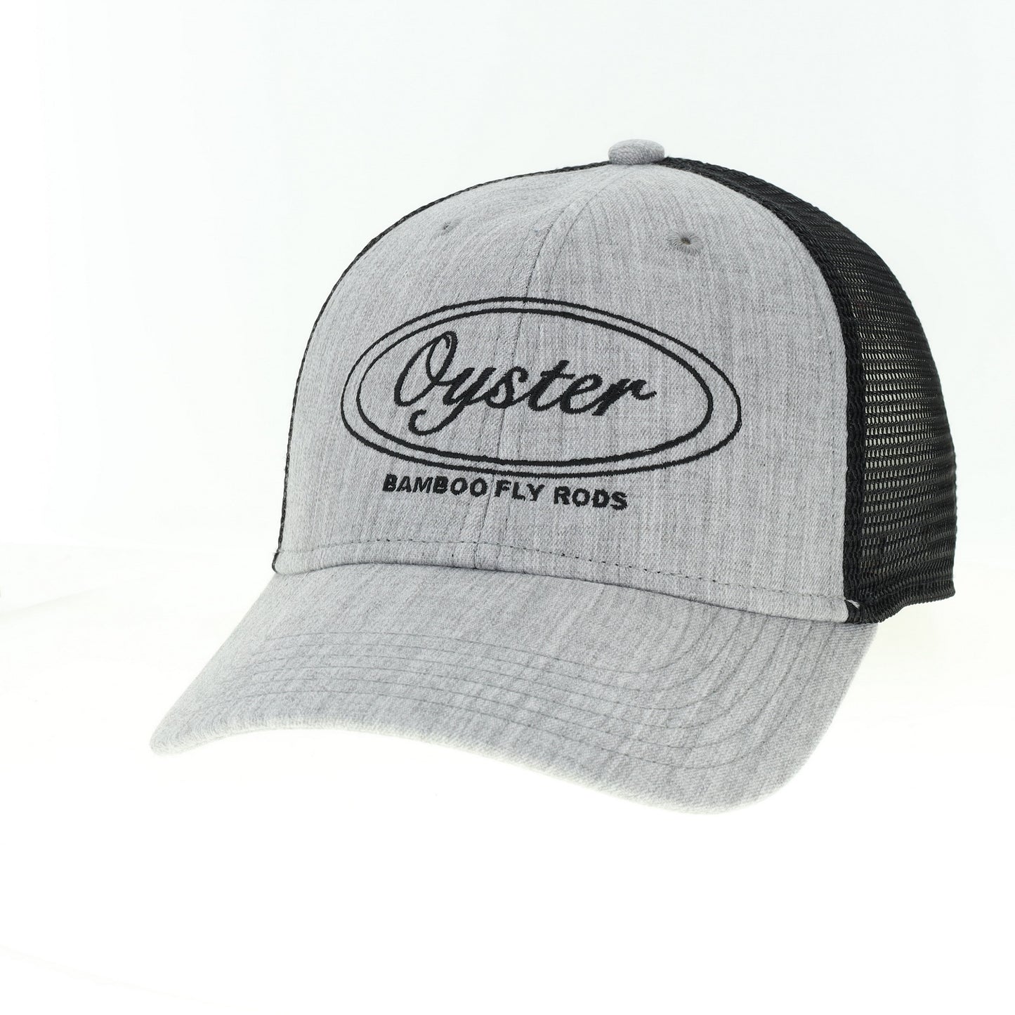 Heather grey Legacy Lo-Pro Trucker Hat with Oyster logo Embroidery