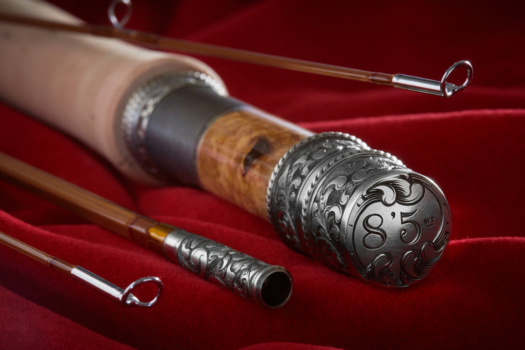 Oyster bamboo fly rod master series for sale hand engraved