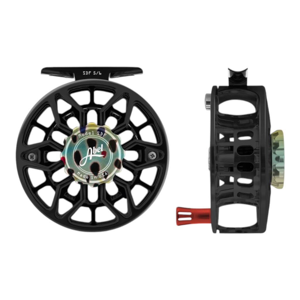 Abel SDF Ported Fly Reel 5/6 wt - Black with Native Brown Trout Drag Knob