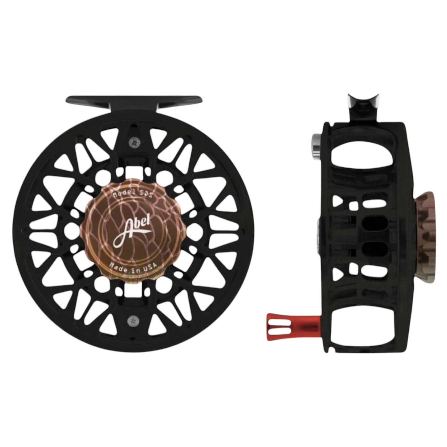 Abel SDS Fly Reel 7/8wt – Black, Redfish Drag Knob, Ported – Sealed Drag Saltwater Reel
