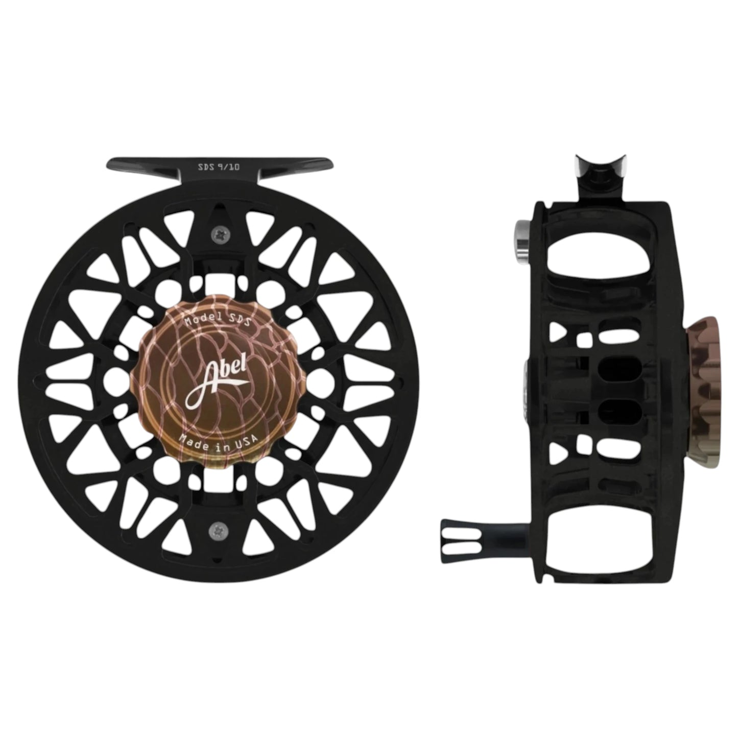 Abel SDS Ported Fly Reel 7/8 wt - Black with Redfish Drag Knob