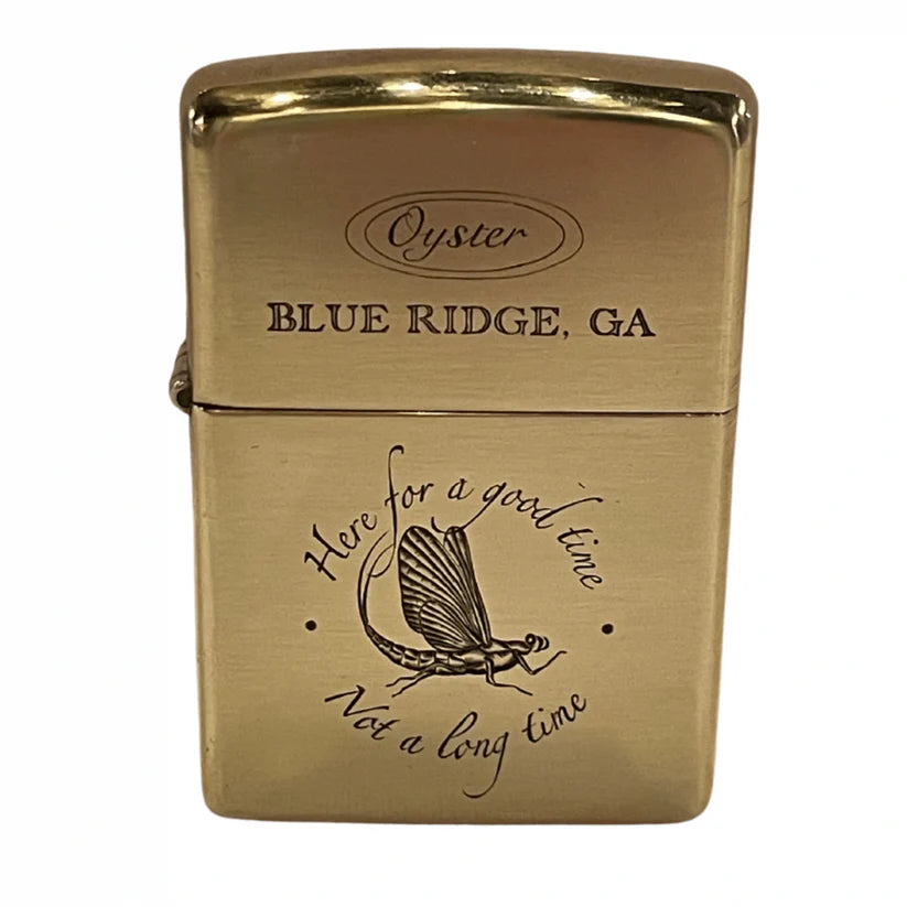 Zippolighterhandengravedmayflyandoysterbambooflyrodlogo_smallbusiness_handengraved_mayfly_oysterbamboo_madeintheUSA_blueridge_zippo_3f212100-c0e1-411b-8a13-3ecfe22b5f8clighter.webp