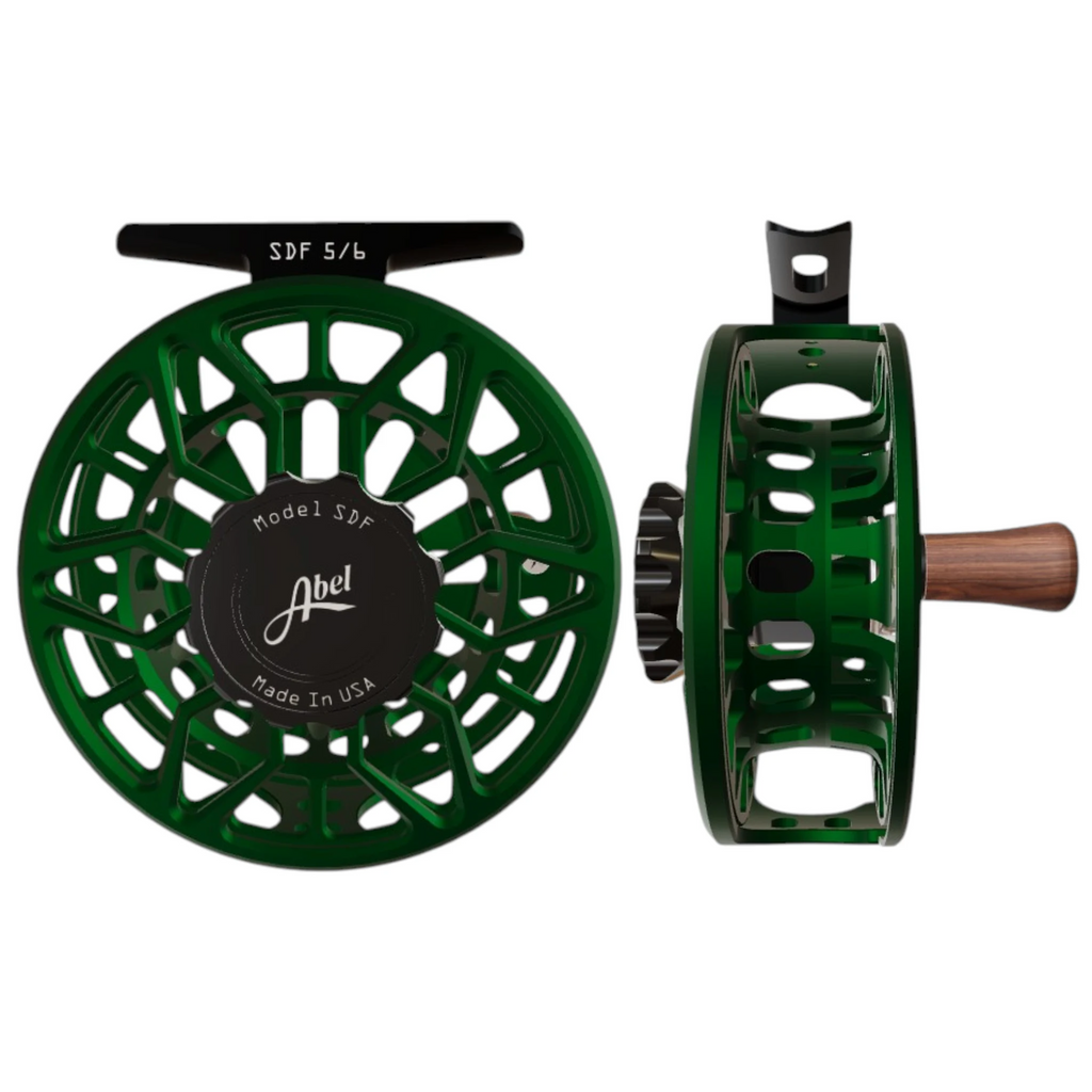 Abel SDF 5/6 in deep green frame and black drag knob.