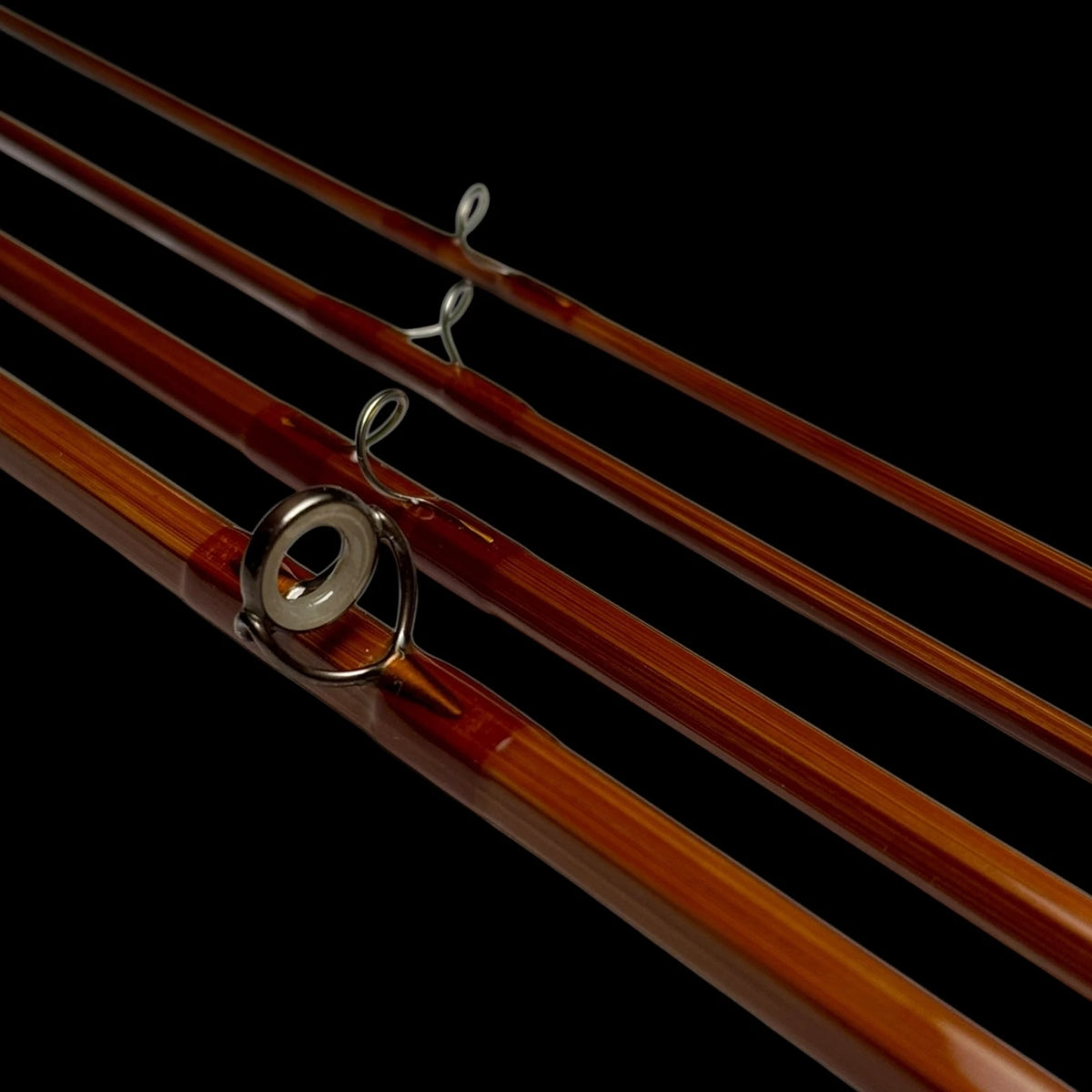 Close up of handmade 8' 4wt bamboo fly rod.