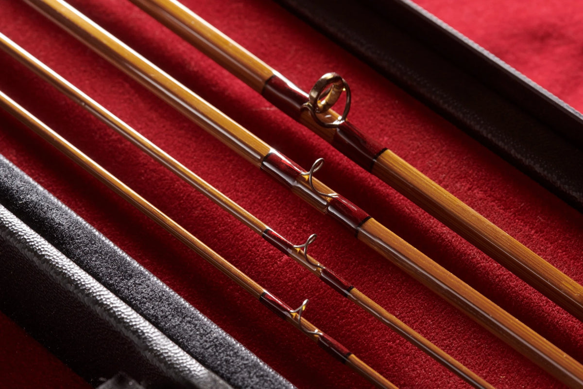 8' 6wt bamboo fly rod with silver line guides. 