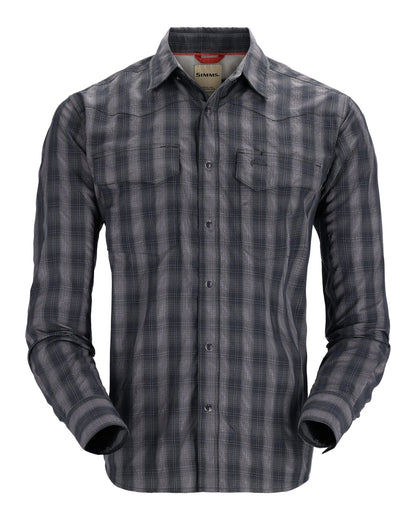 Simms Big Sky long sleeve shirt in black plaid. 