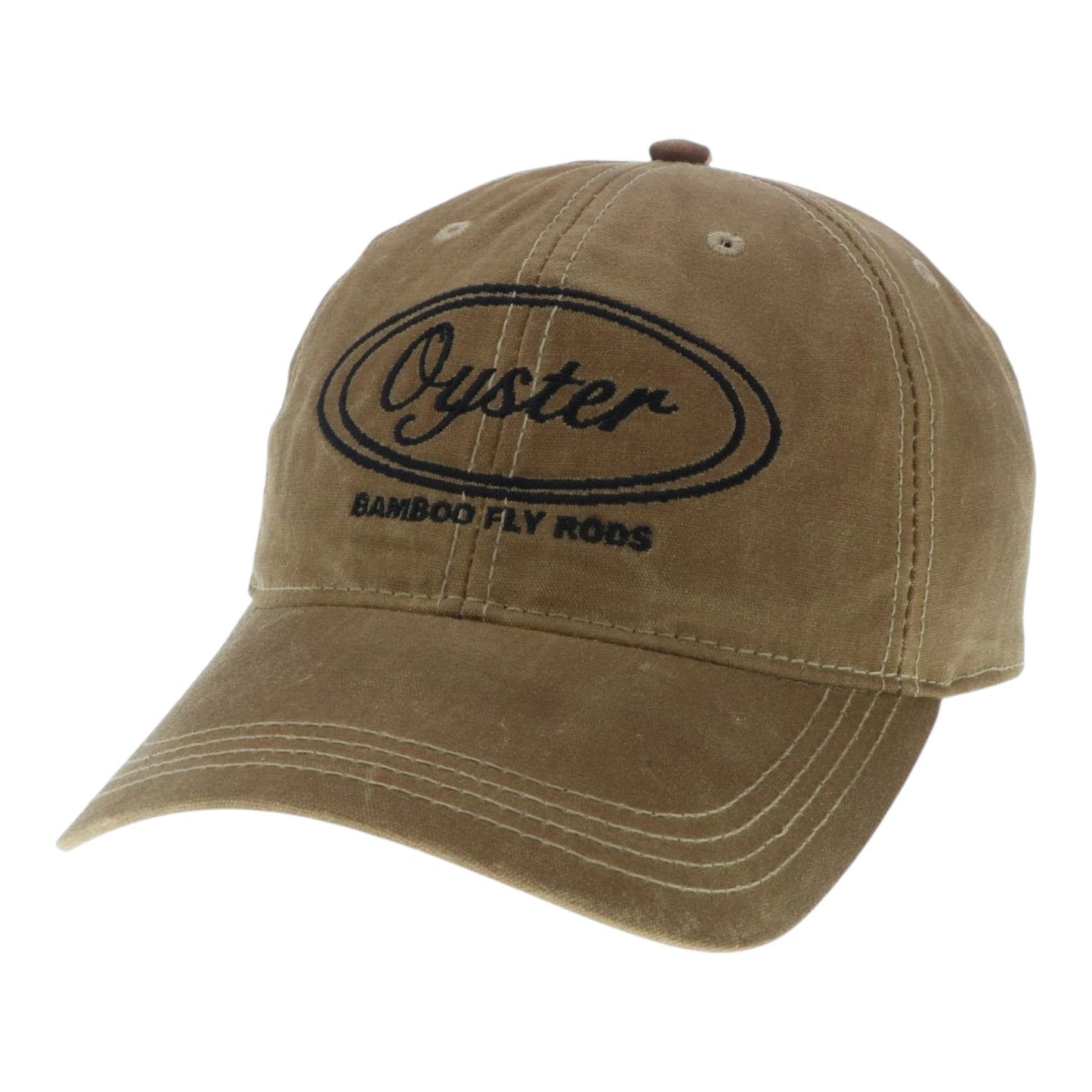 Light brown oil cloth Legacy 6-panel hat with embroidered Oyster logo