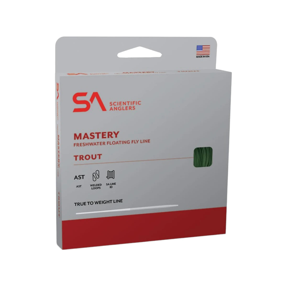Scientific Anglers Mastery freshwater floating fly line packaging on a white background
