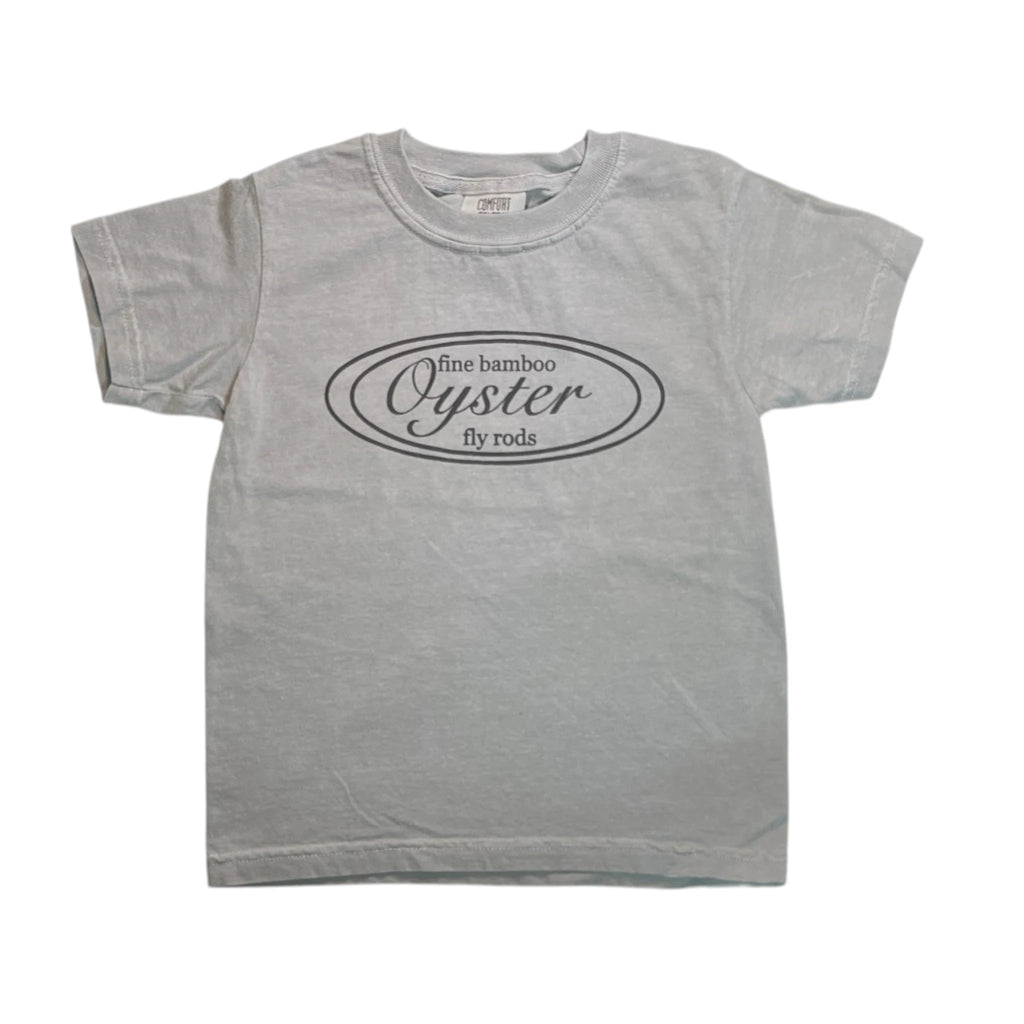 Oyster Fly Rods logo youth t-shirt in gray.