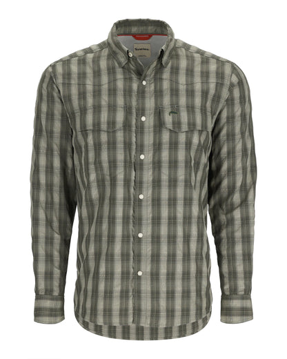Simms Big Sky long sleeve shirt in olive plaid.