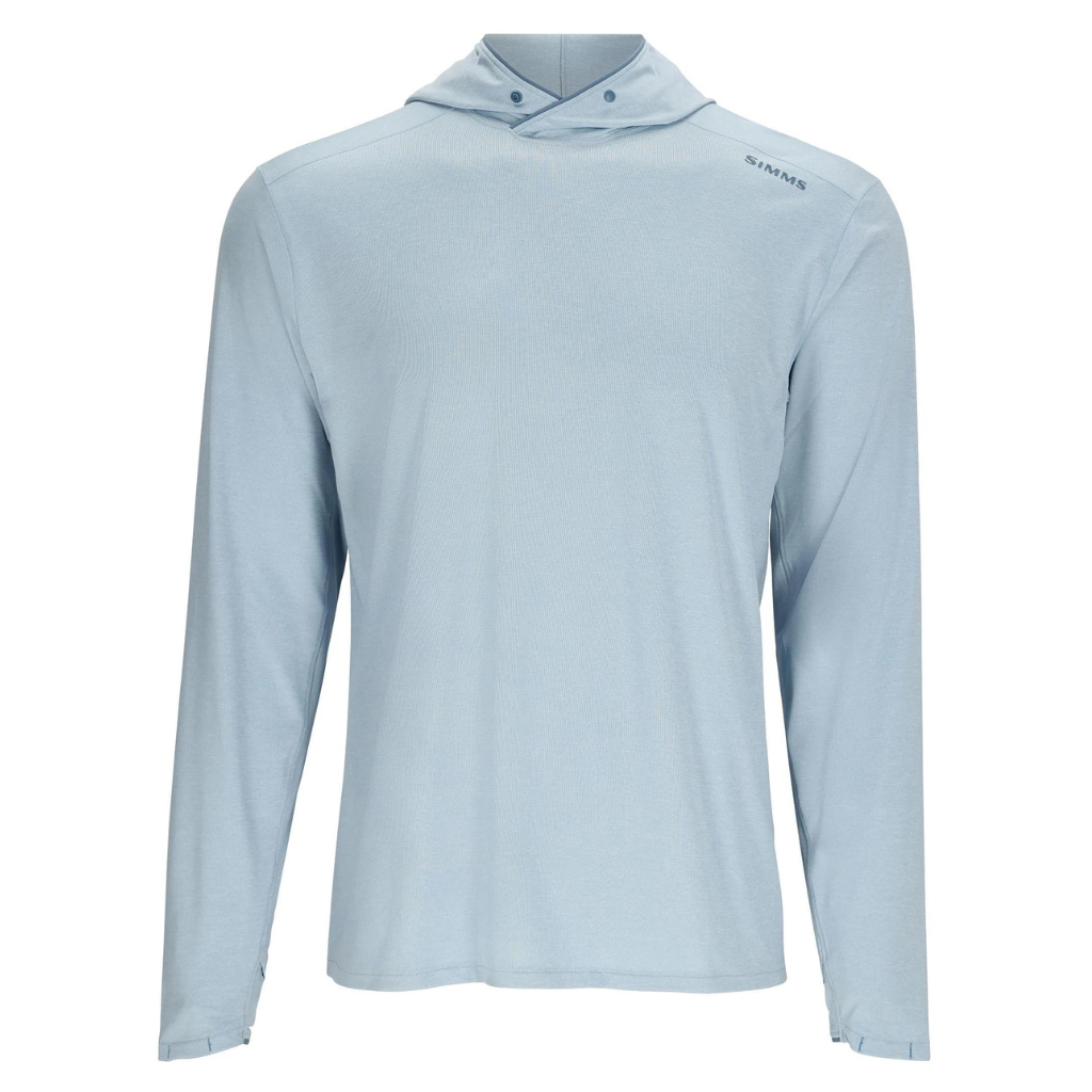 Simms Solarflex hoody in steel blue heather.