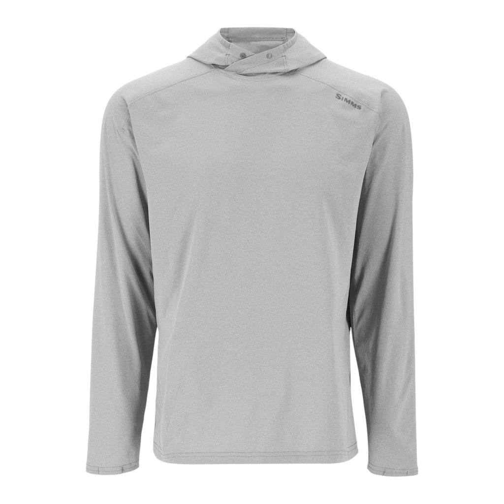 Simms Solarflex hoody in overcast. Lightweight men's hoody with thumbholes.