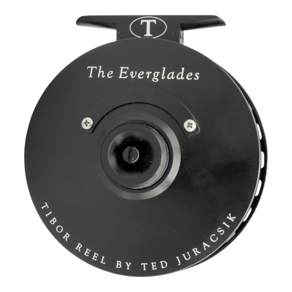 Tibor Everglades 7/8/9 weight fly fishing reel with frost black frame.