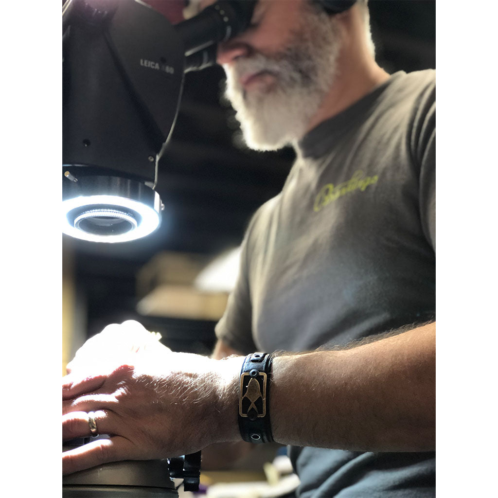 Bill Oyster hand engraving at oyster bamboo fly rods