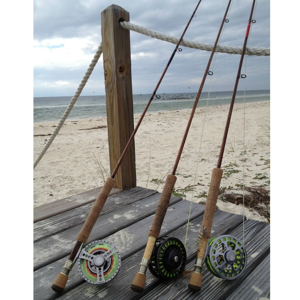 three saltwater oyster bamboo fly rods