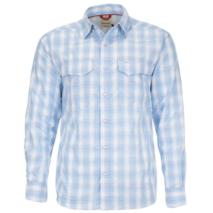 Simms Big Sky Long Sleeve Shirt in sky/flame plaid.