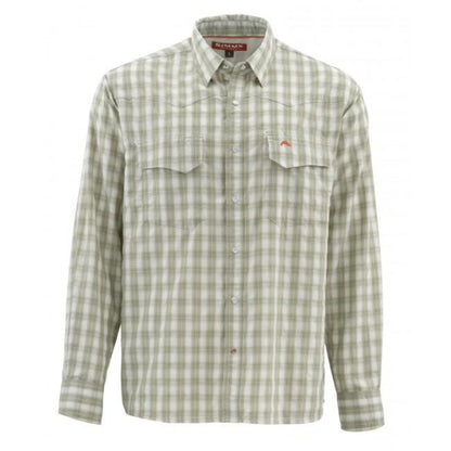 Simms Big Sky Long Sleeve Shirt in dark khaki plaid.
